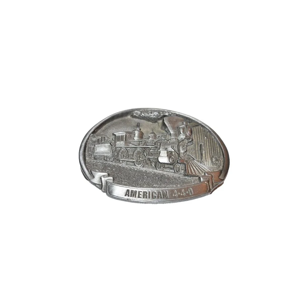 Vtg Steam Engine Train‎ American 440 Railroad C+J Pewter Belt Buckle Western